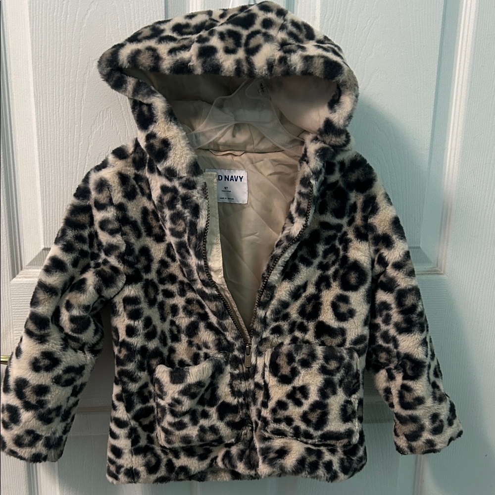 Old Navy Animal Print Faux Fur Jacket